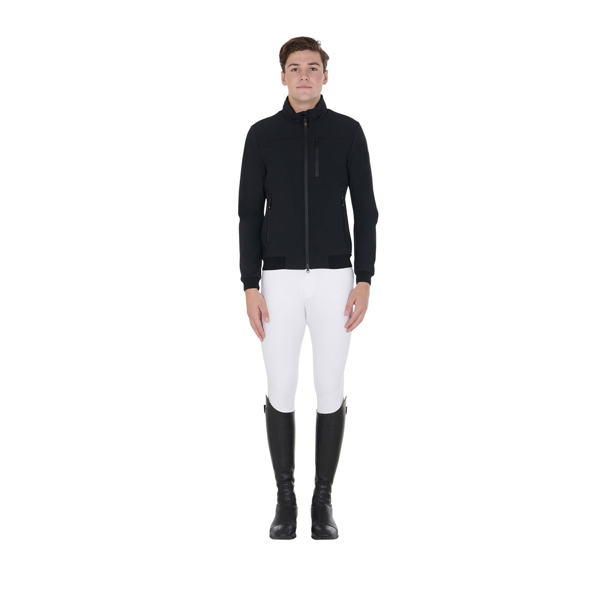 Equestro Men's Jacket In Technical Fabric With Pull-Out Hood #colour_black