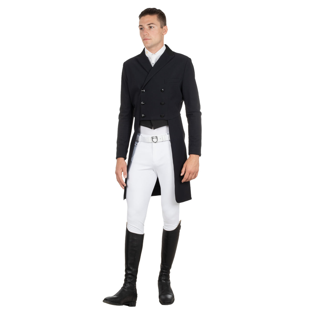 Equestro Men's Competition Dressage Tailcoat In Technical Fabric #colour_black