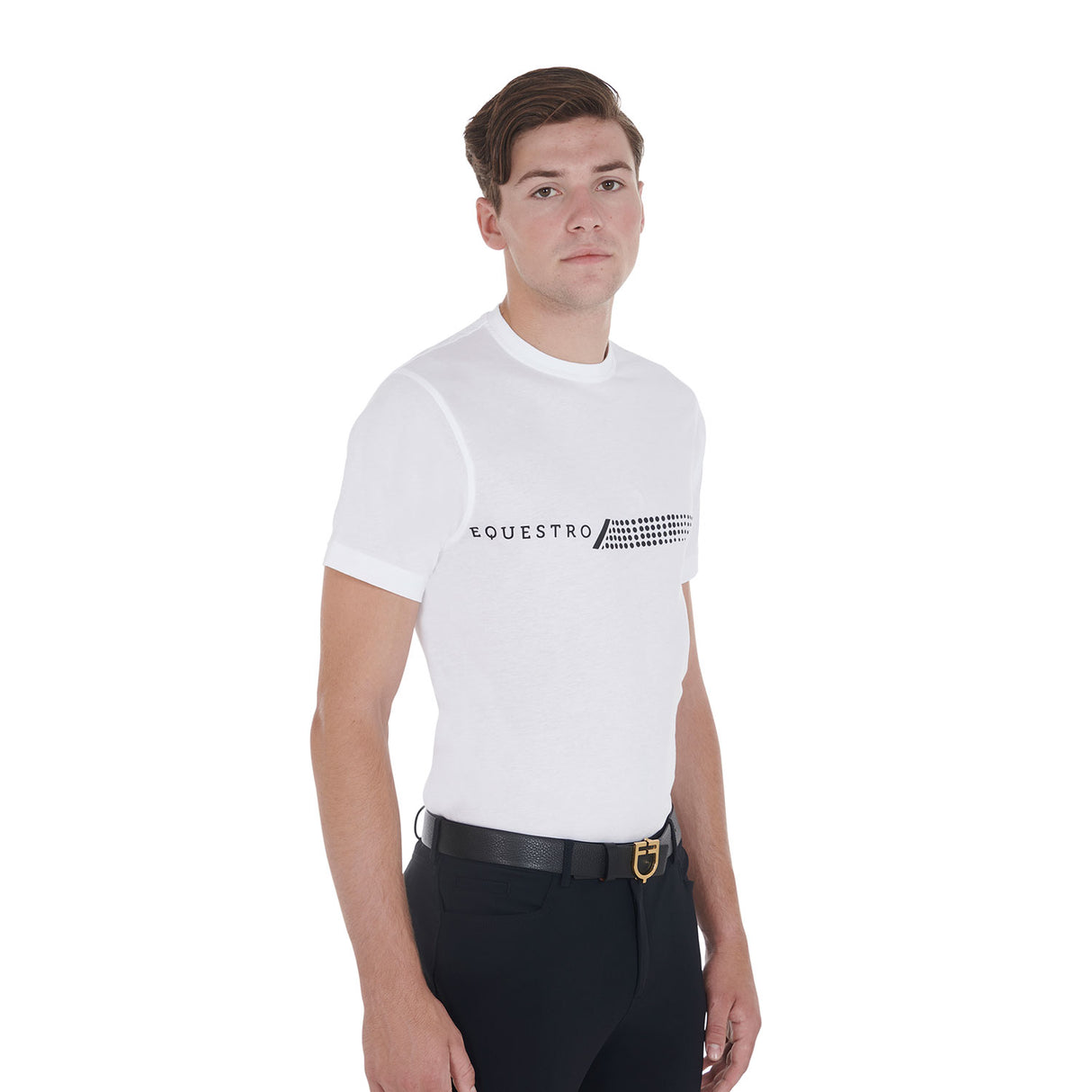 Equestro Men's Slim Fit T-Shirt With Contrasting Print #colour_white