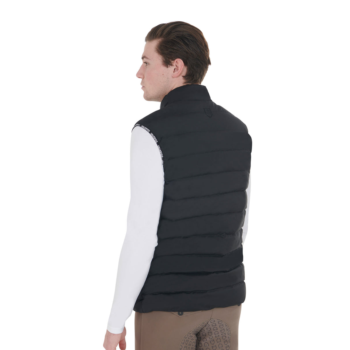 Equestro Men's Stretch Fabric Vest Silicone Patch #colour_black