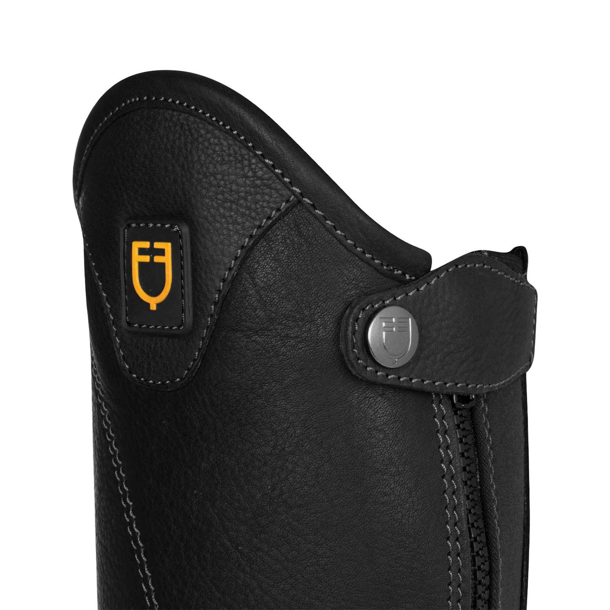 Equestro Unisex Short Leather Gaiters With Side Zip #colour_black
