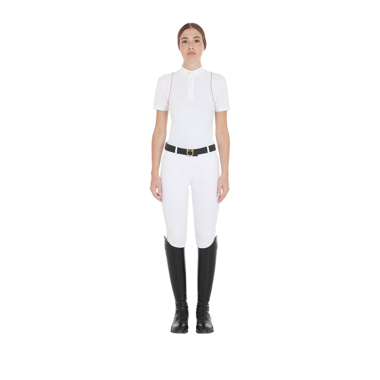 Women's slim fit competition polo shirt with buttons