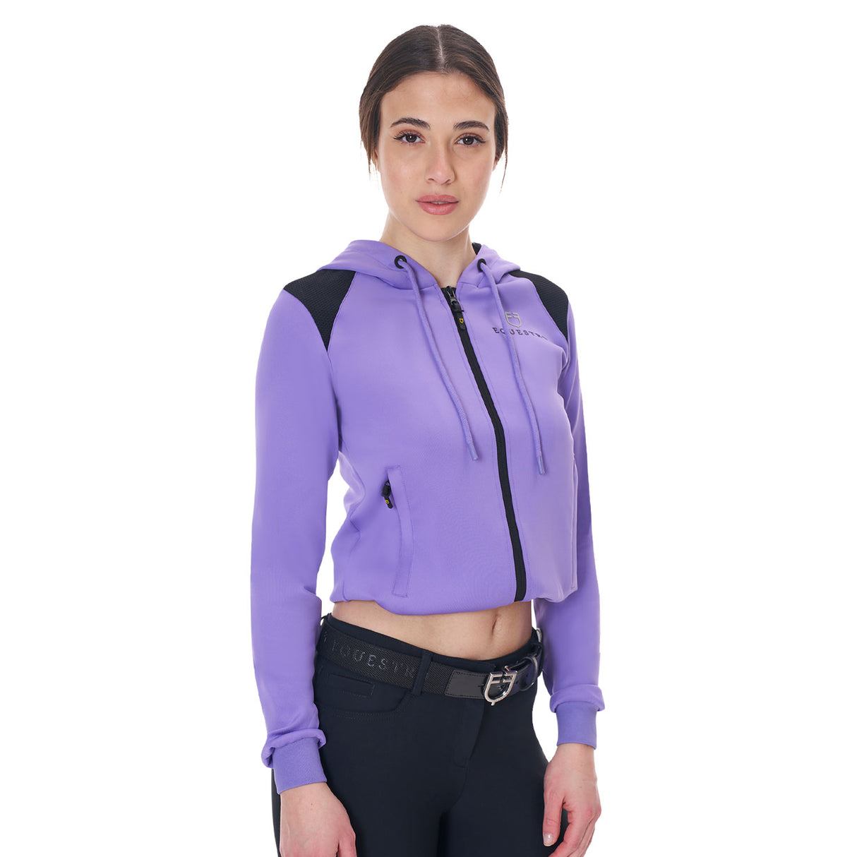 Equestro Women's Cropped Hoodie #colour_purple