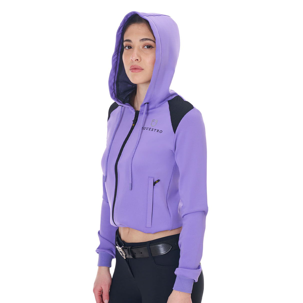 Equestro Women's Cropped Hoodie #colour_purple
