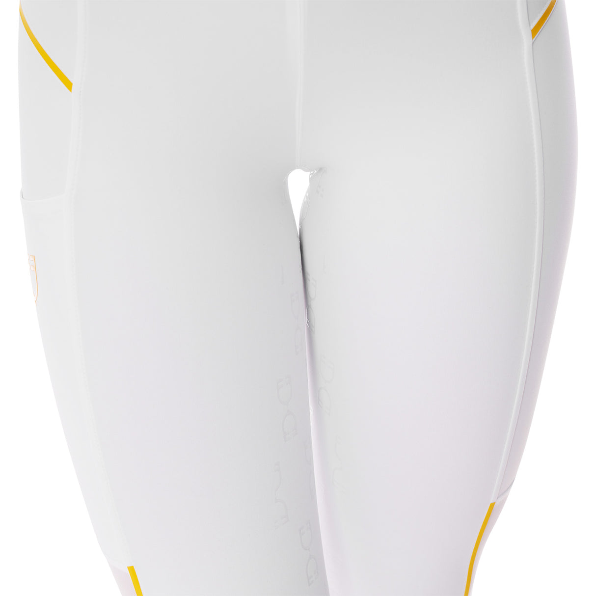 Equestro Women's Slim Fit Leggings with Micro Mesh Inserts #colour_white
