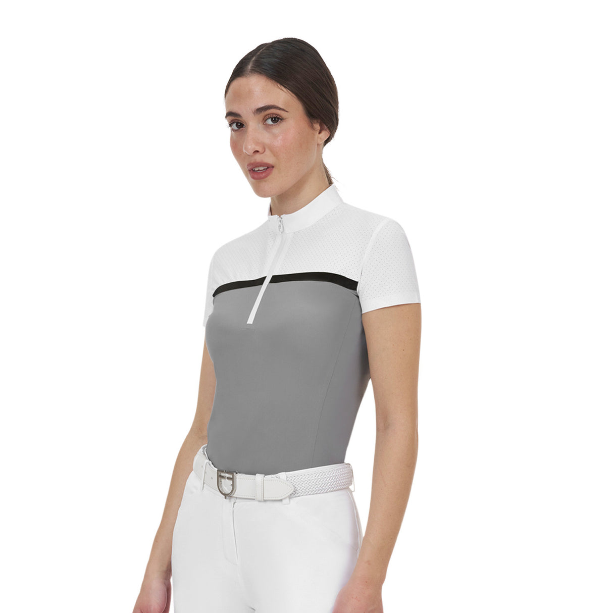Equestro Ridertechnology women's competition polo shirt perforated fabric