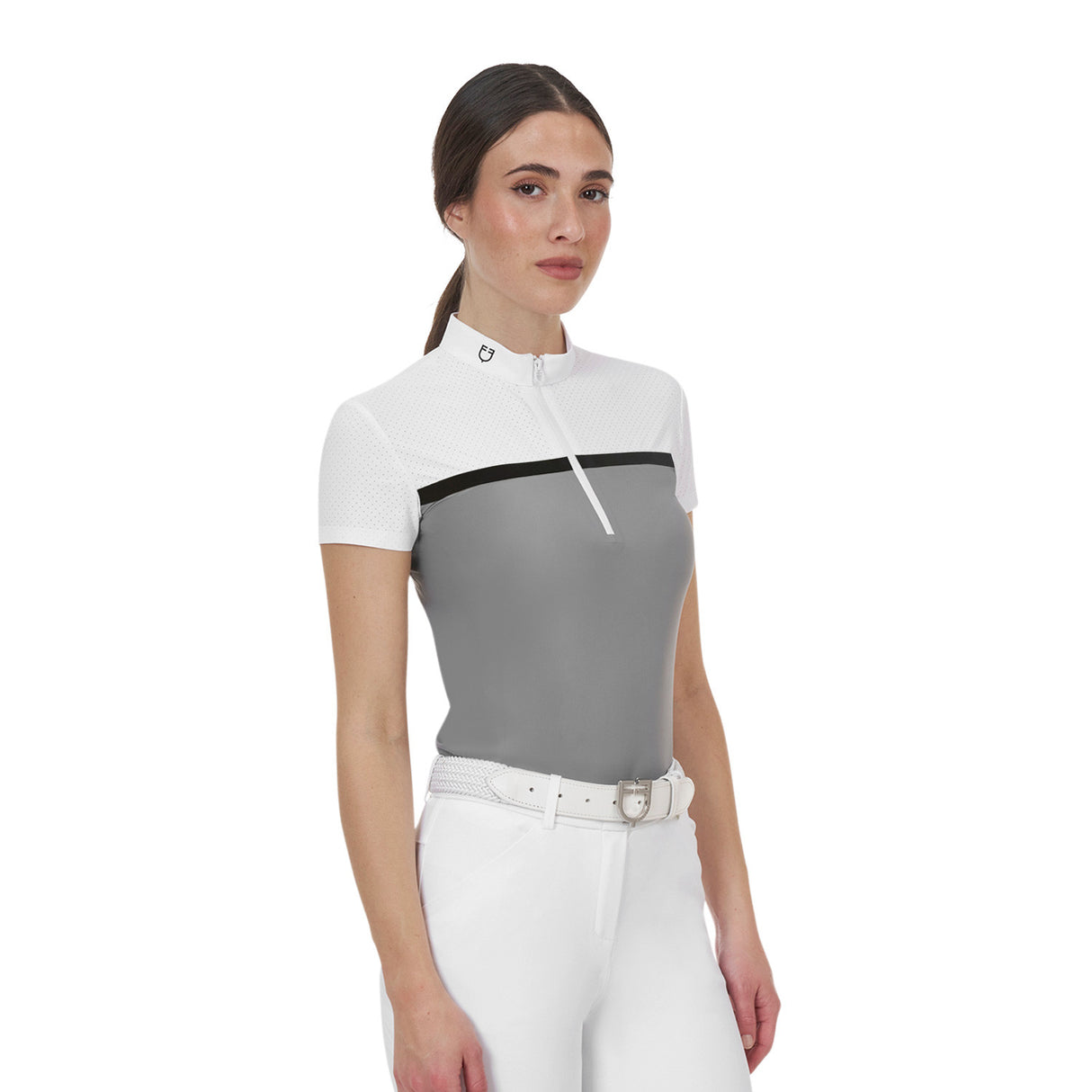 Equestro Ridertechnology women's competition polo shirt perforated fabric