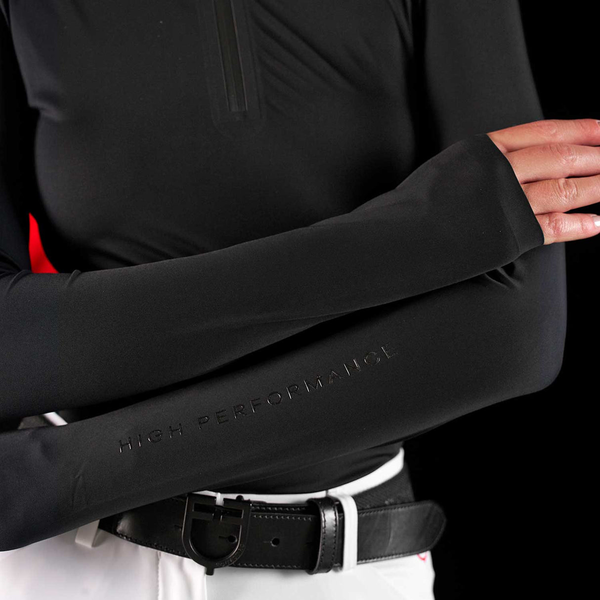 Equestro Ridertechnology women's competition polo shirt long sleeves and zip