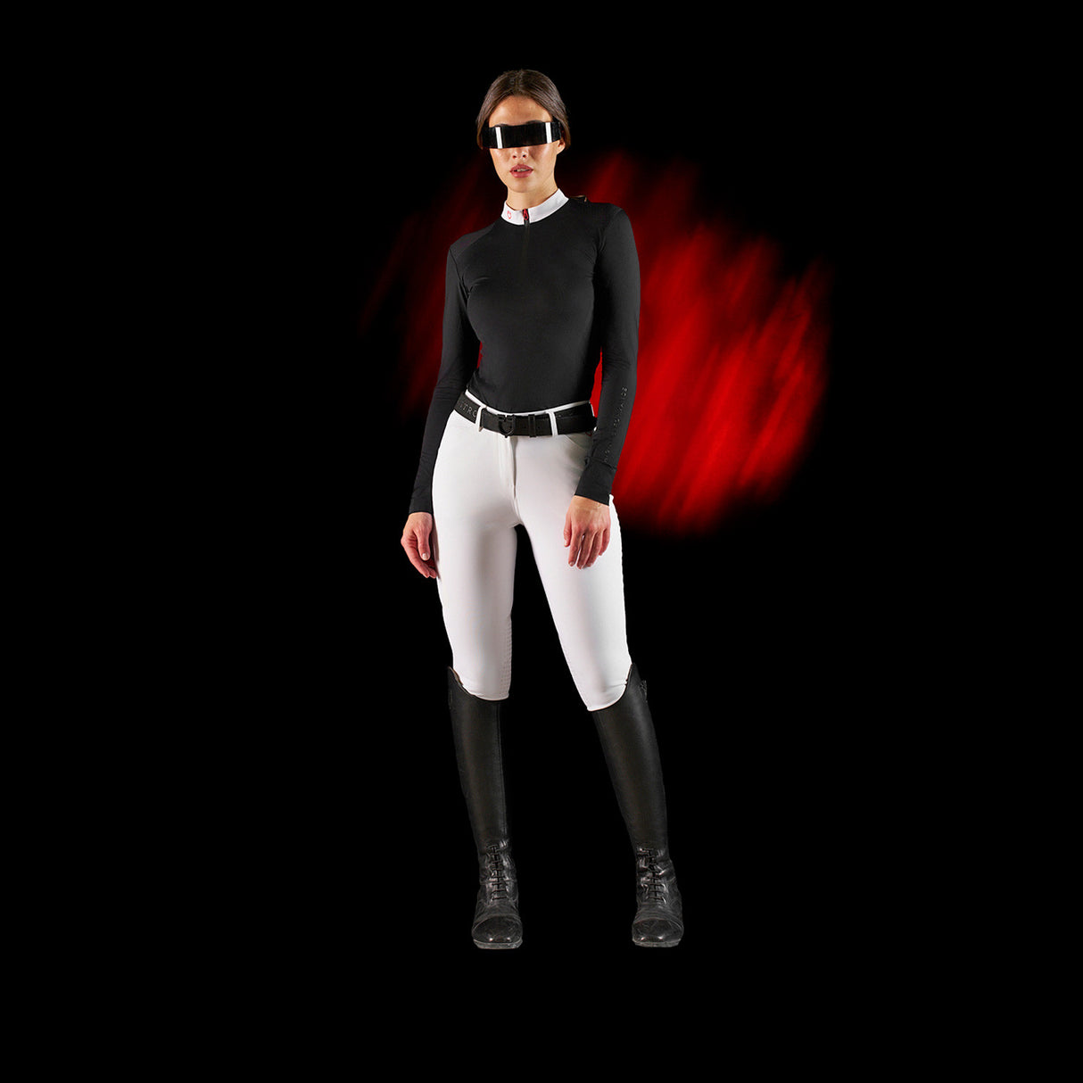 Equestro Ridertechnology women's competition polo shirt long sleeves and zip