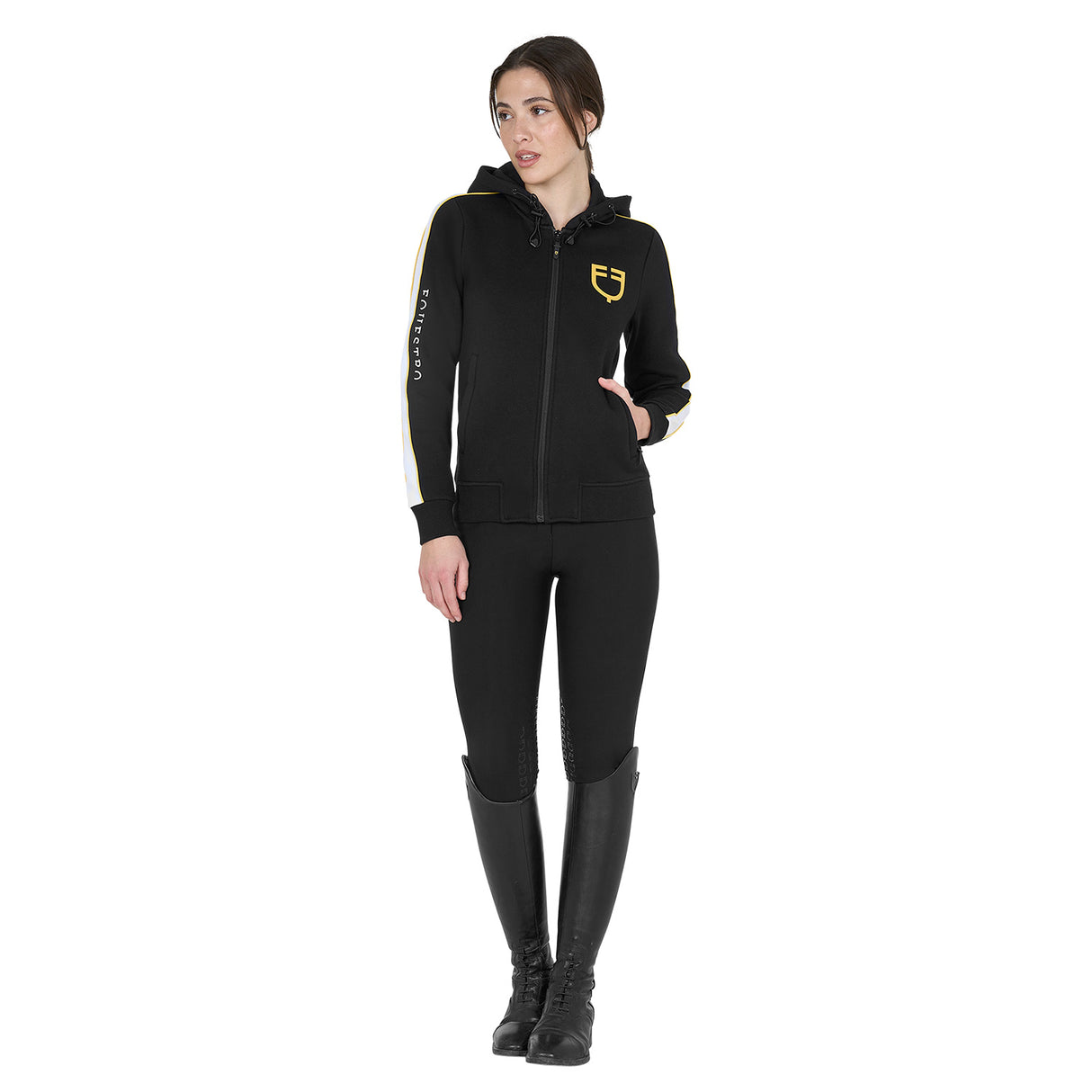 Equestro Women's Hooded Sweatshirt With Front Zip