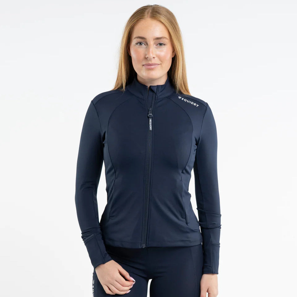 EQUIDRY Women's Water Repellent Zip up Top #colour_navy-white
