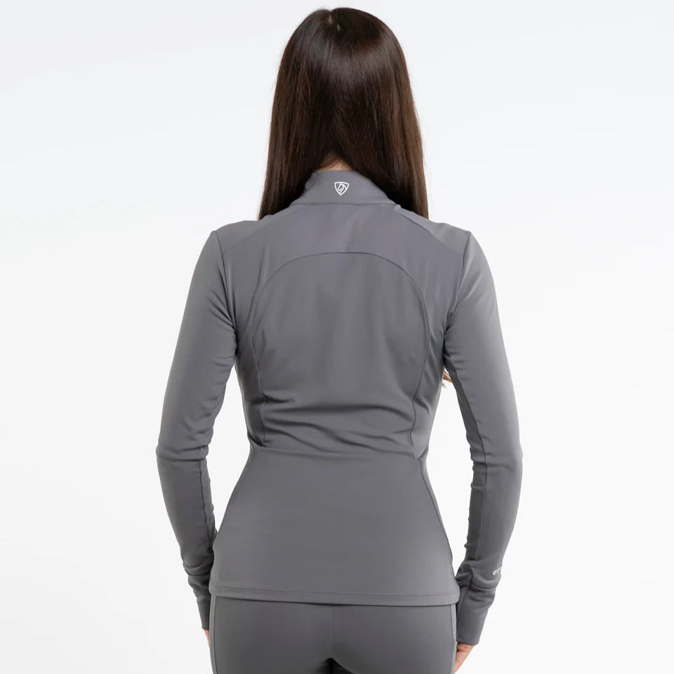 EQUIDRY Women's Water Repellent Zip up Top #colour_grey-white