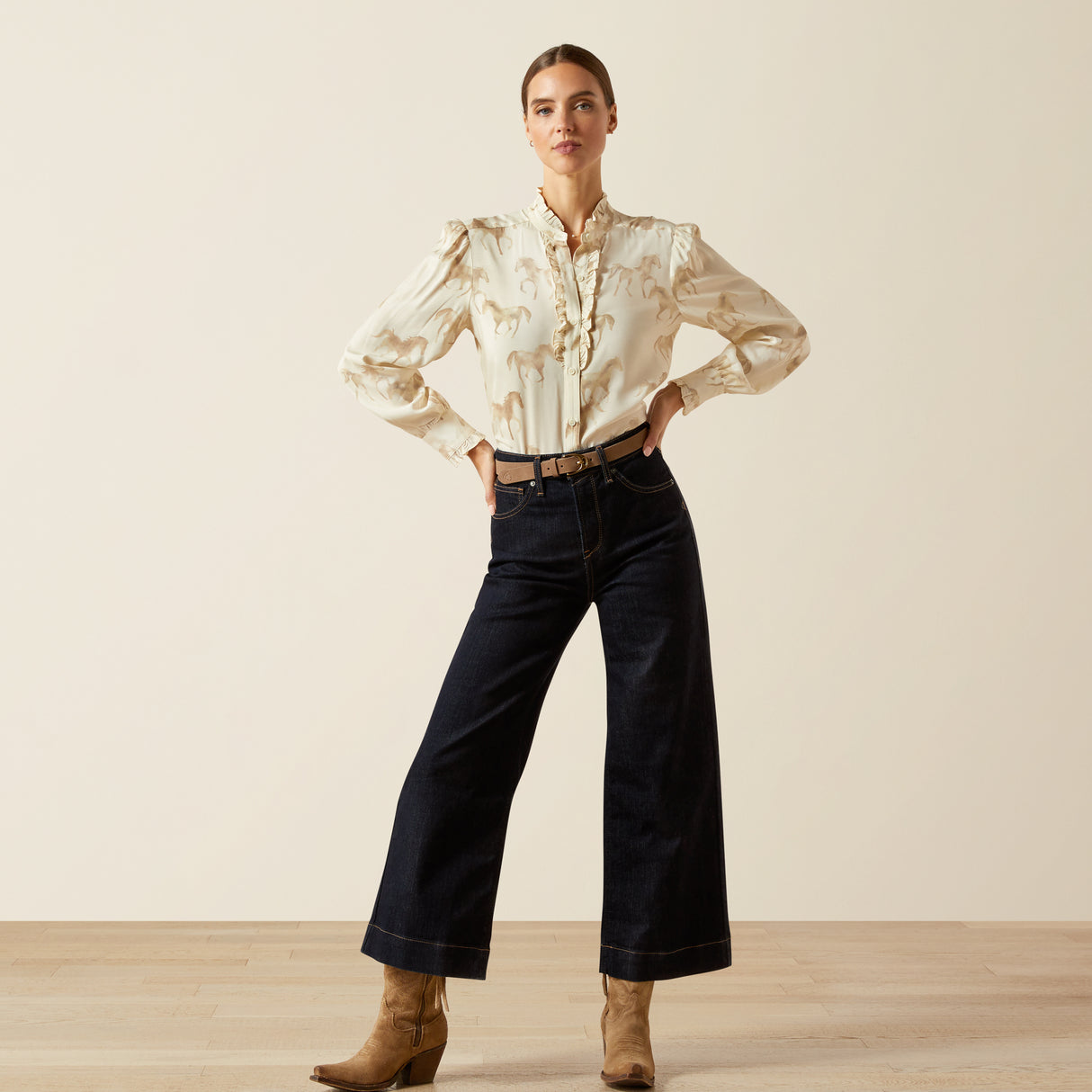 Ariat Women's Cricklade Blouse #colour_watercolor-horse-print