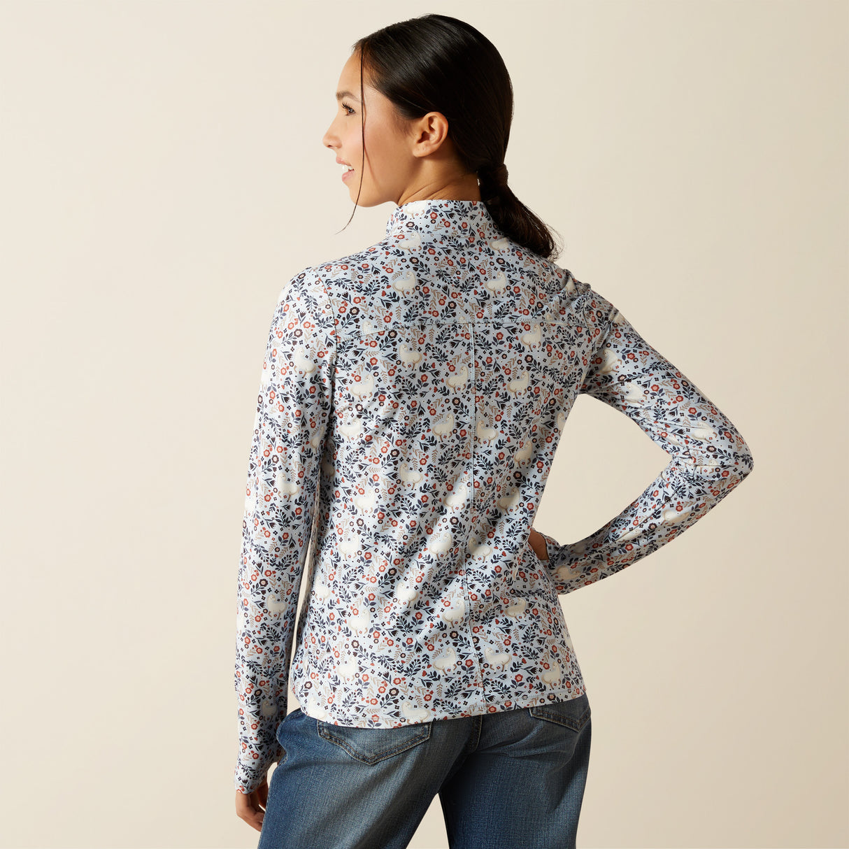 Ariat Youth Lowell 3.0 1/4 Zip Long Sleeve Baselayer - Posey Pony Print #colour_posey-pony-print
