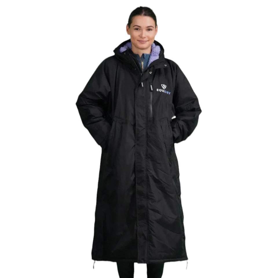 EQUIDRY Women's Thick Fleece Evolution Fixed Hood #colour_black-lilac