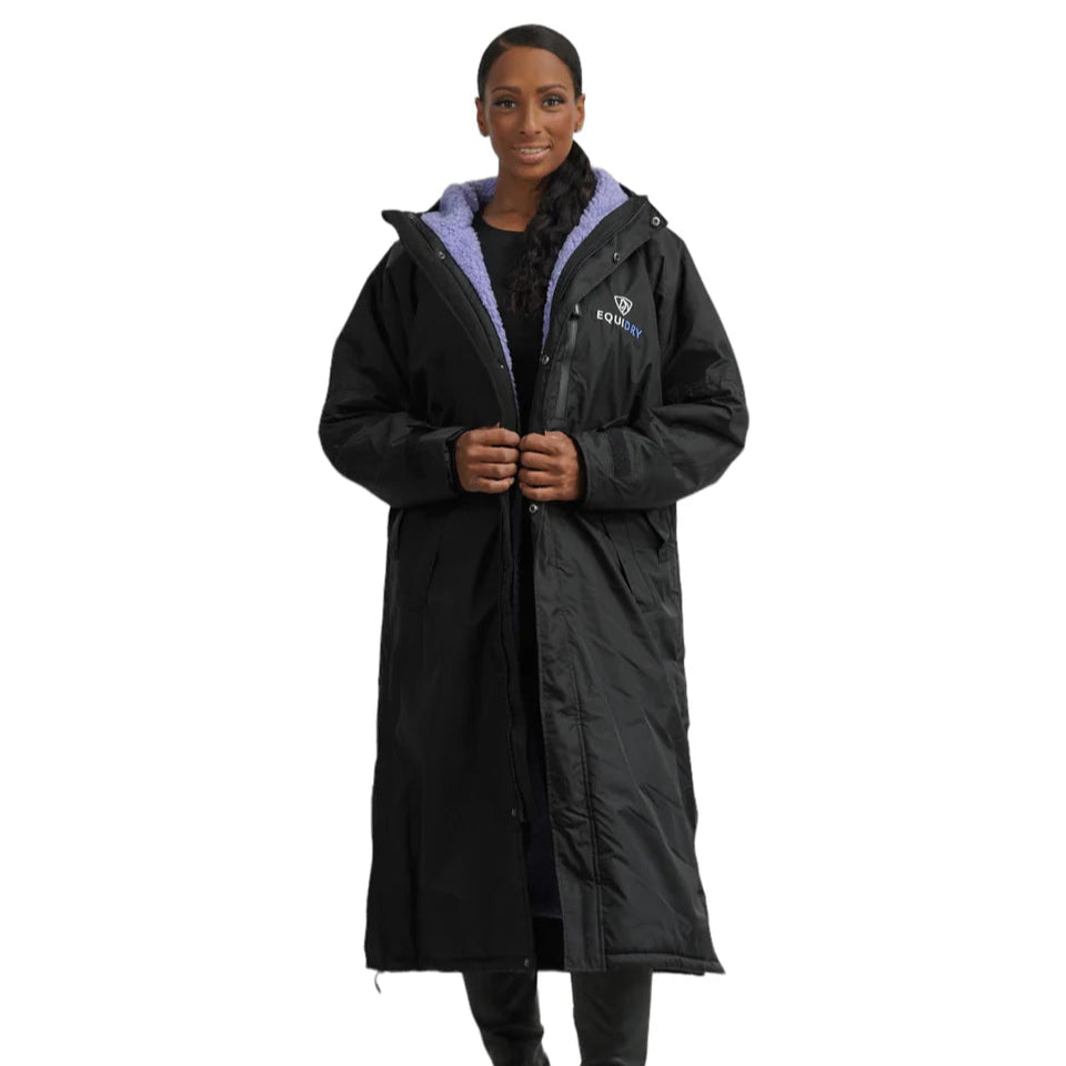 EQUIDRY Women's Thick Fleece Evolution Fixed Hood #colour_black-lilac