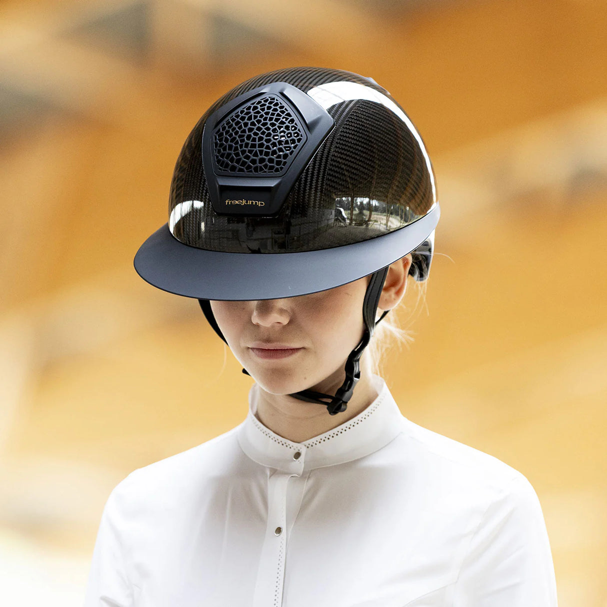 Freejump Voronoi Carbon Black Full Protection Wide Visor Riding Hat #colour_black-matte