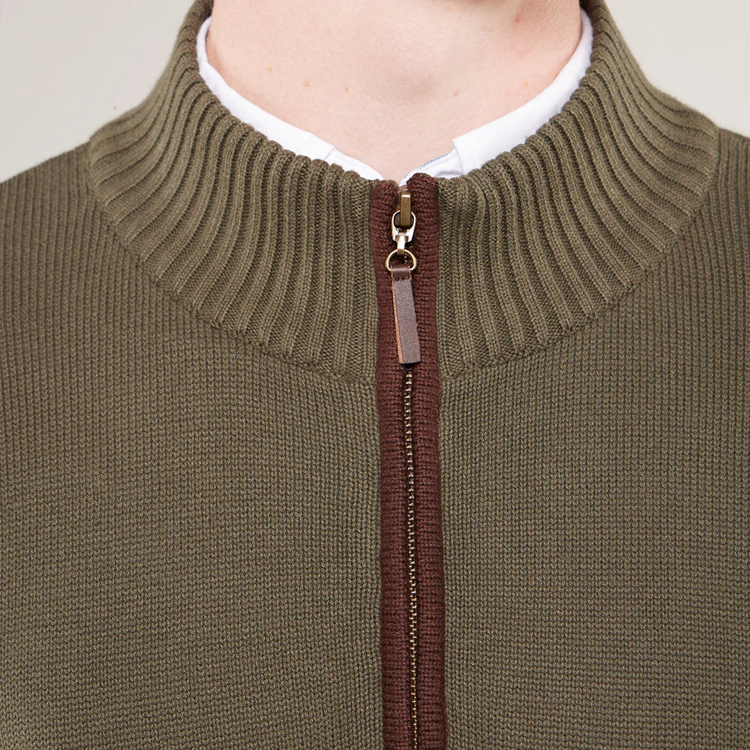 Toggi Men's Ferndale Zip Neck Knitted Sweater #colour_moss