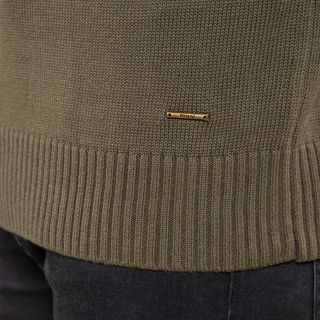 Toggi Men's Ferndale Zip Neck Knitted Sweater #colour_moss