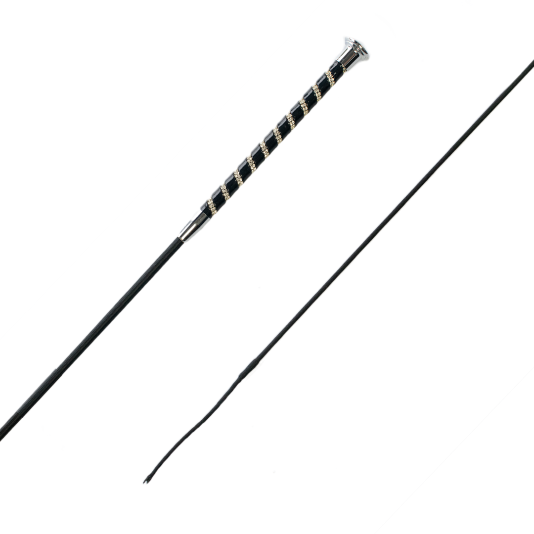 GS Equestrian Sparkle Dressage Whip with 11cm Flick #colour_black-silver