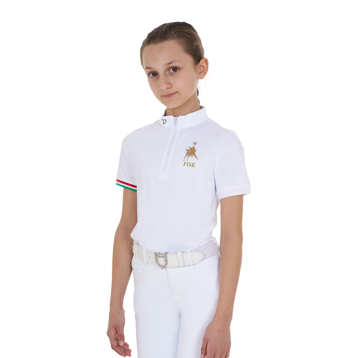 Equestro Girls' Zipped Competition Polo Shirt Equestro X Fise