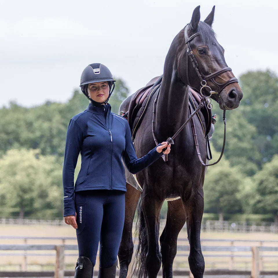 EQUIDRY Women's Water Repellent Zip up Top #colour_navy-white