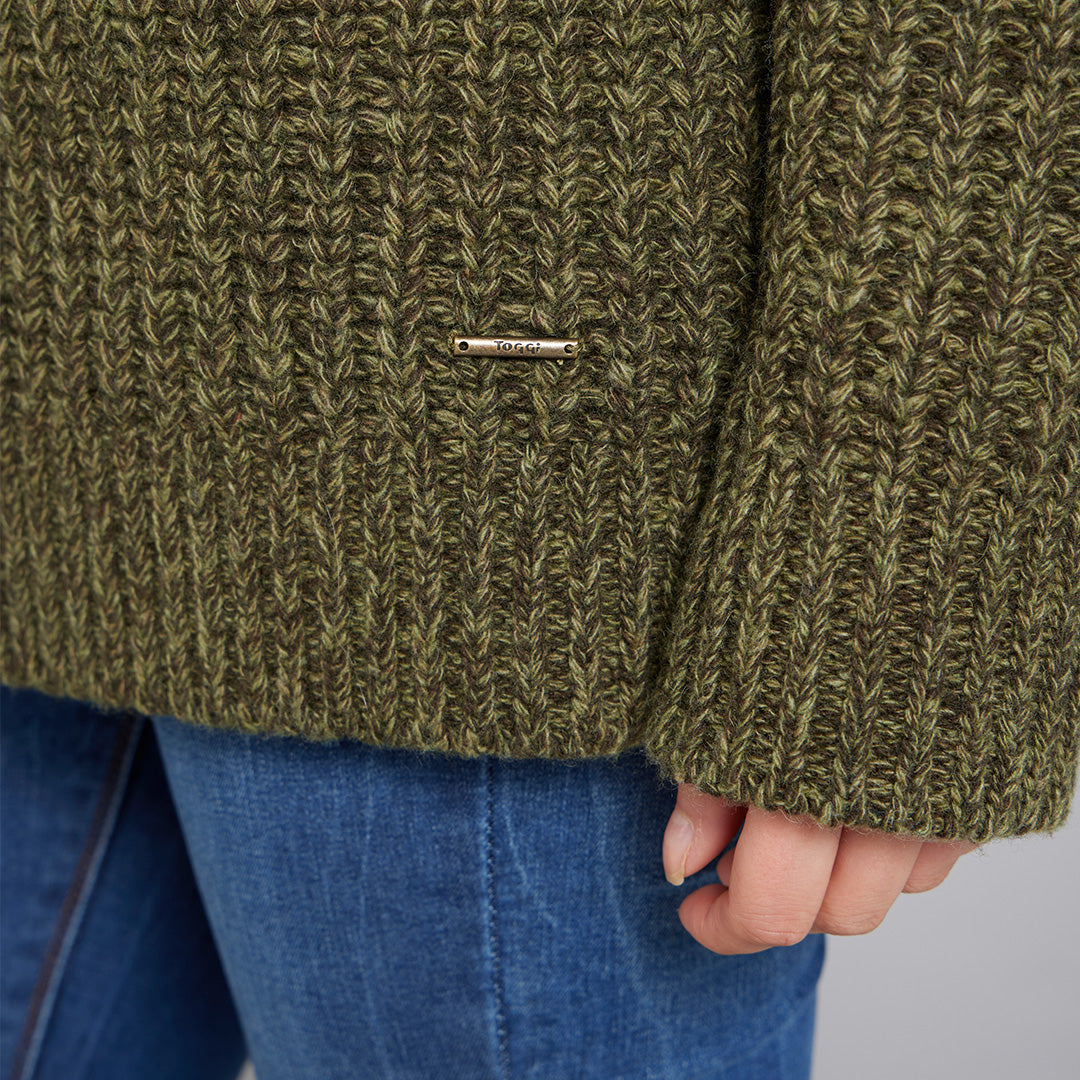 Toggi Ruislip Chunky Kit Sweater #colour_olive-green