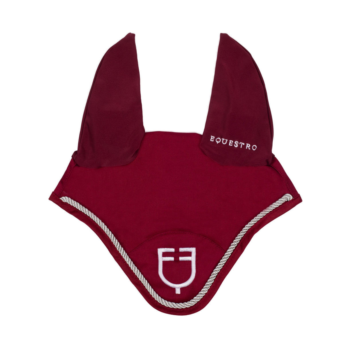 Equestro Fly Veil In Cotton With Central Logo #colour_burgundy
