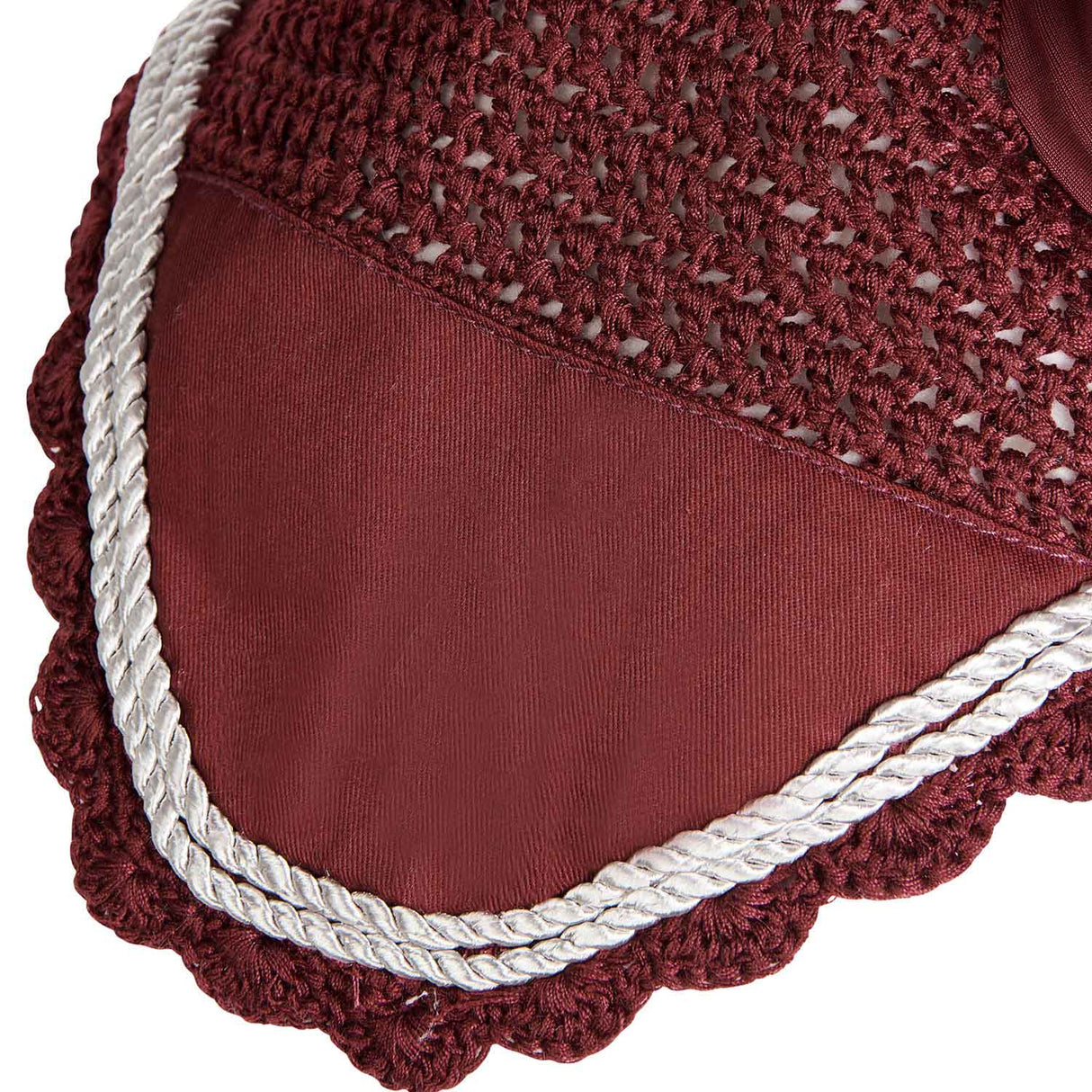 Equestro Knitted Fly Veil With Cordura Fabric #colour_burgundy