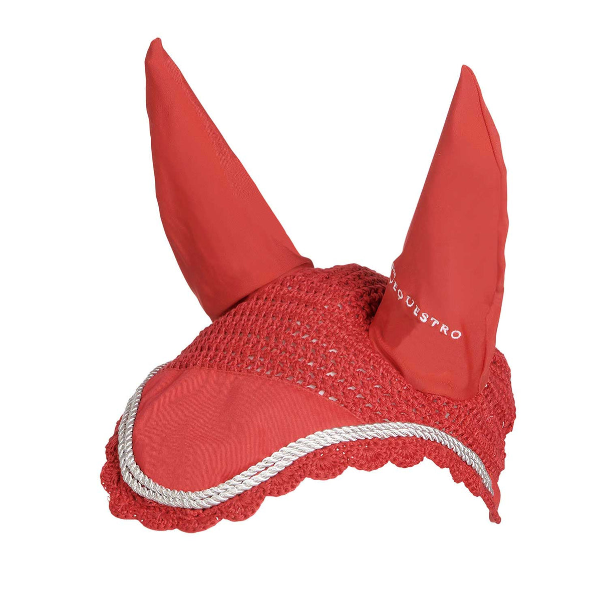Equestro Knitted Fly Veil With Cordura Fabric #colour_red