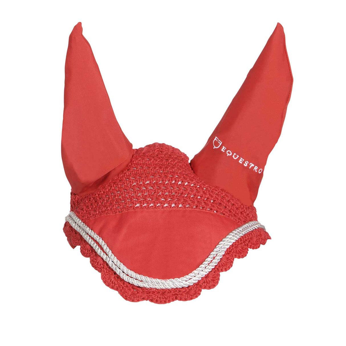 Equestro Knitted Fly Veil With Cordura Fabric #colour_red