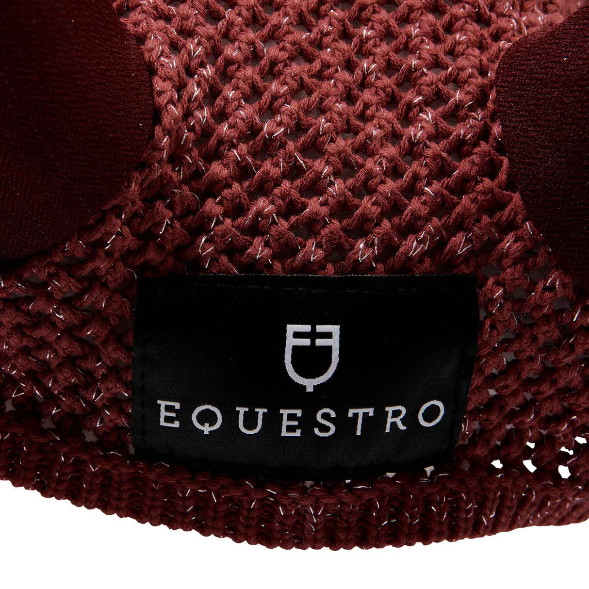 Equestro Cotton Fly Veil With Cordura Fabric And Glitter #colour_burgundy