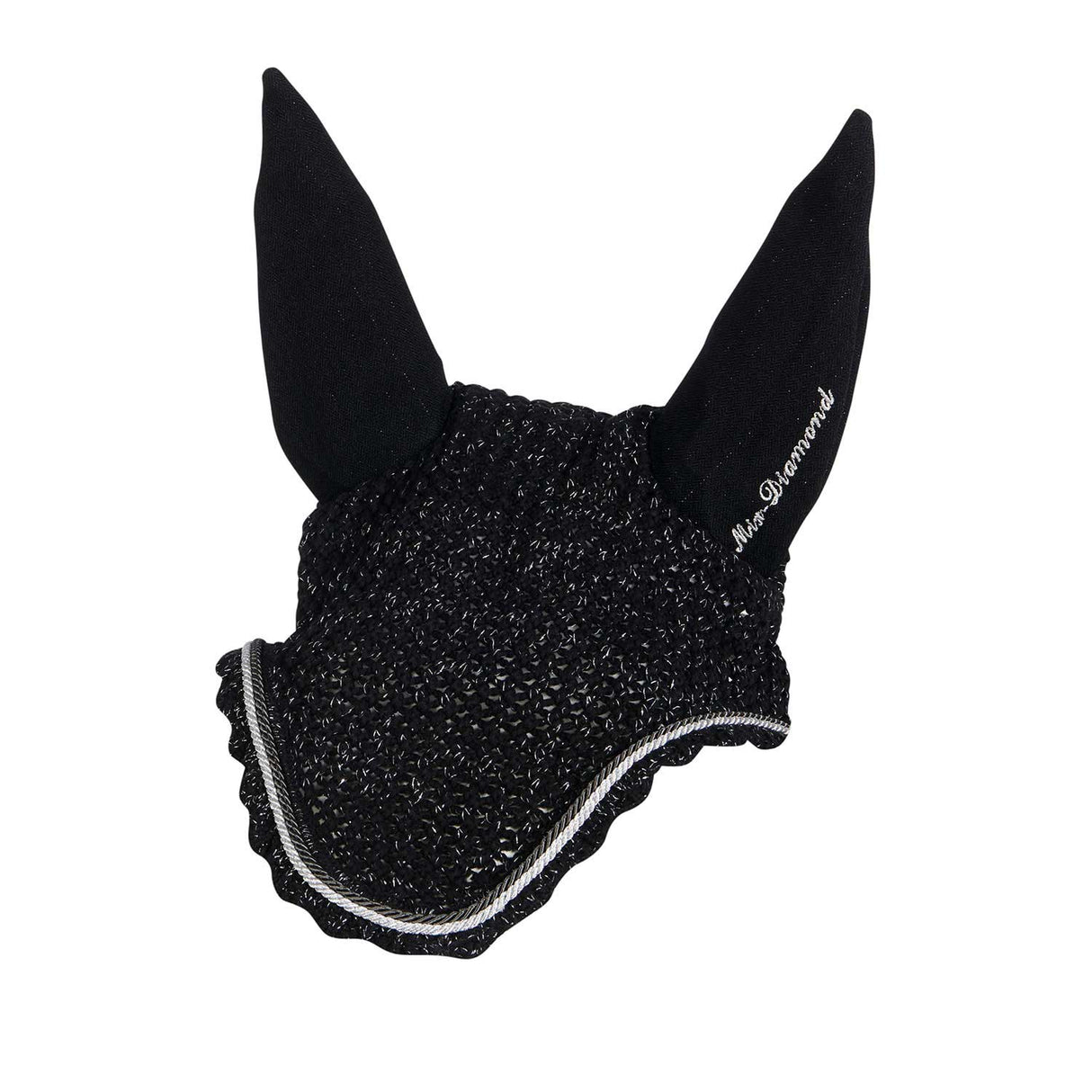 Equestro Cotton Fly Veil With Cordura Fabric And Glitter #colour_black