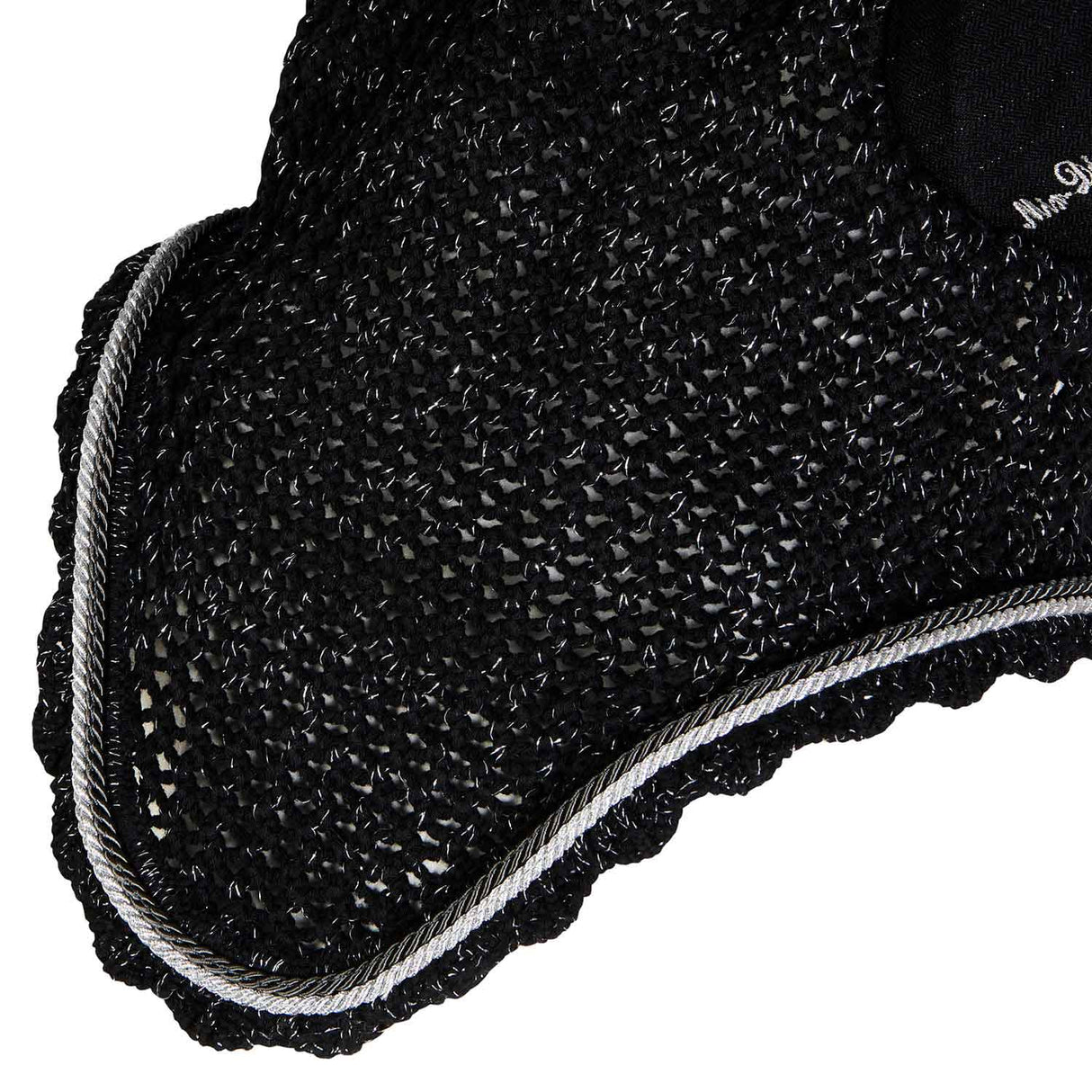 Equestro Cotton Fly Veil With Cordura Fabric And Glitter #colour_black