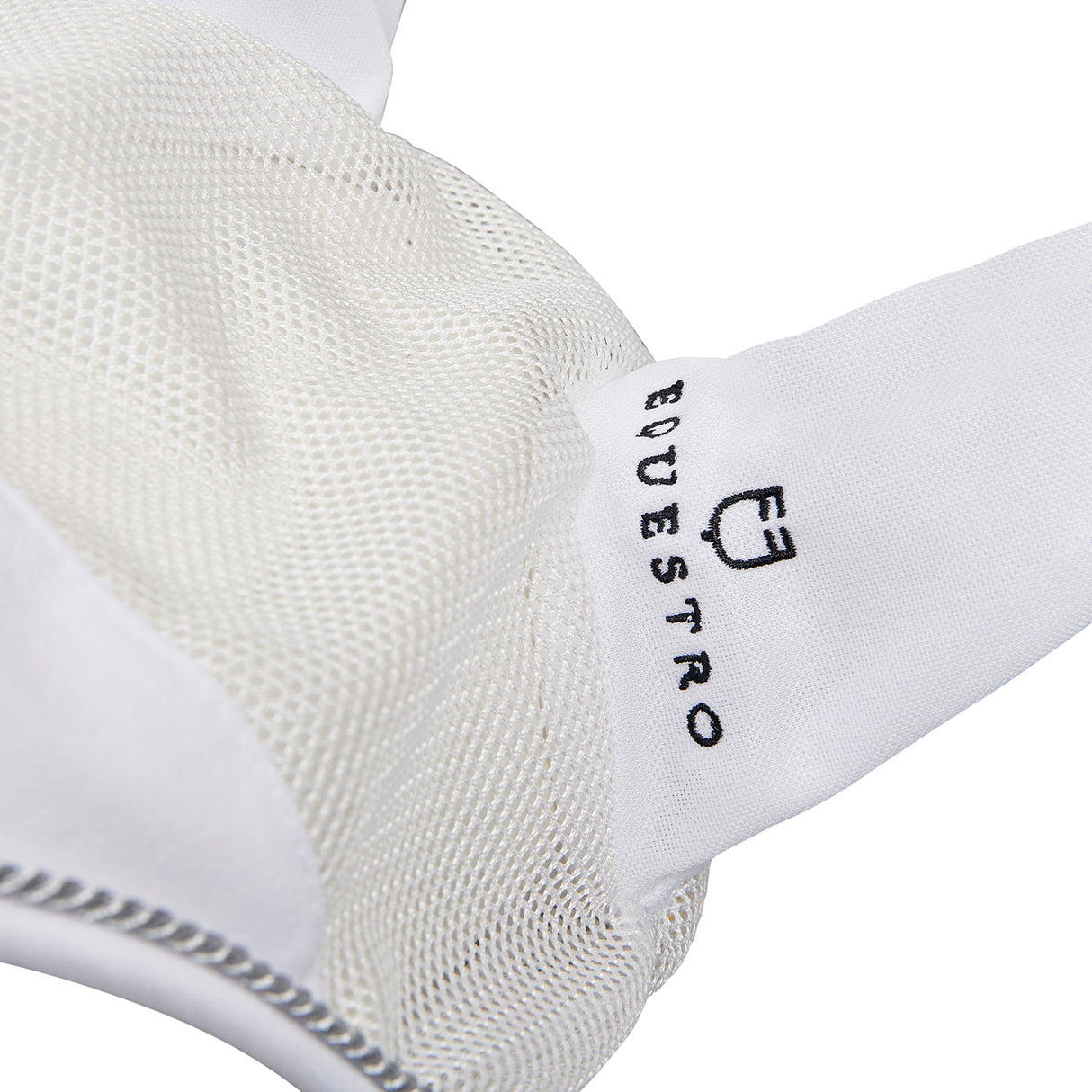 Equestro Cotton Fly Veil And Perforated Mesh Fabric #colour_white