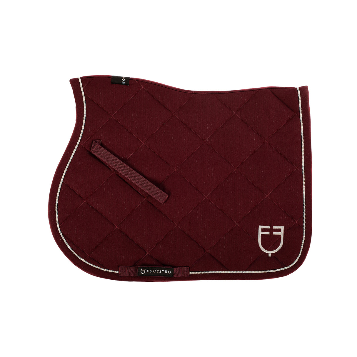 Equestro Jumping Saddle Pad In Cotton With Trimmings With Logo #colour_burgundy