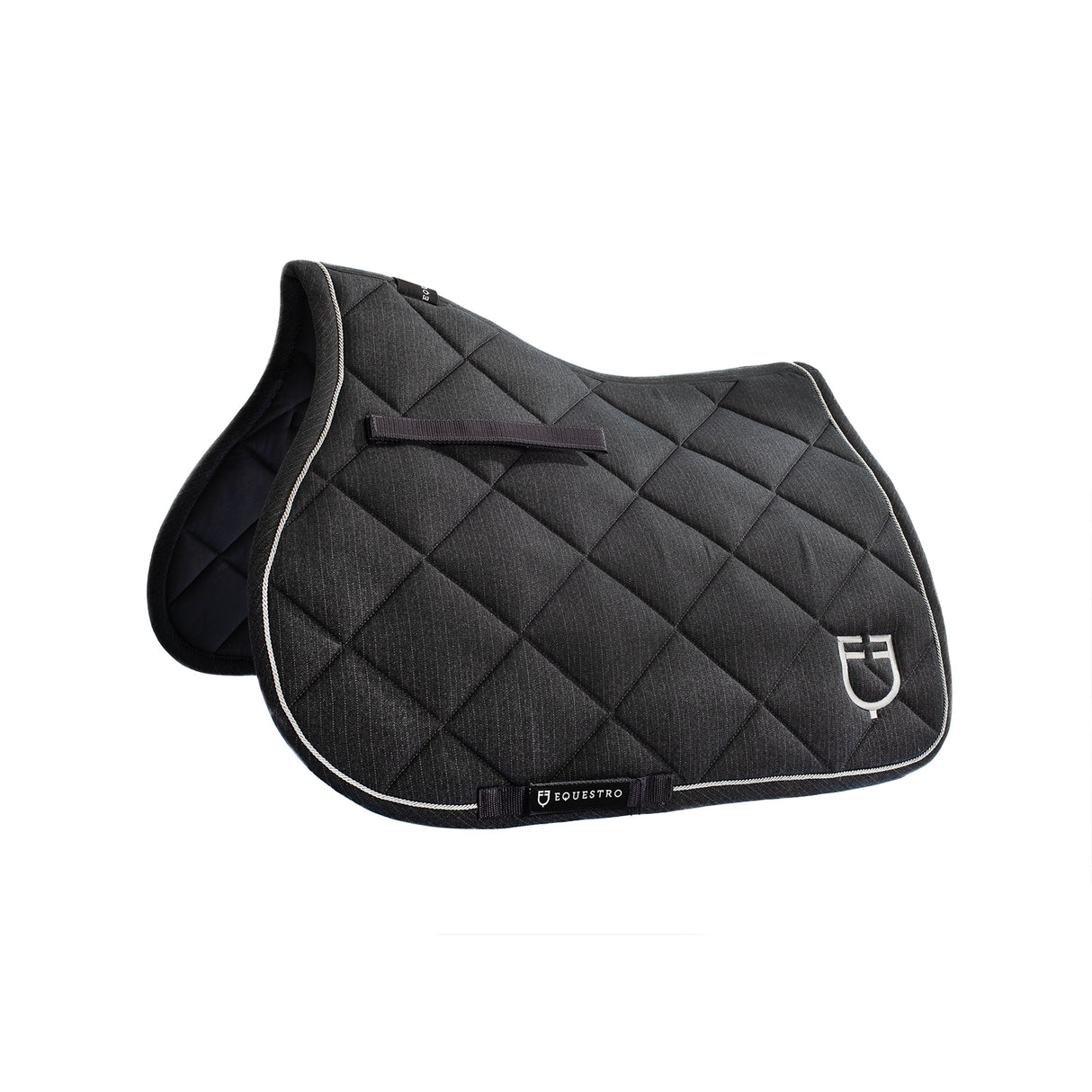 Equestro Jumping Saddle Pad In Cotton With Trimmings With Logo #colour_grey