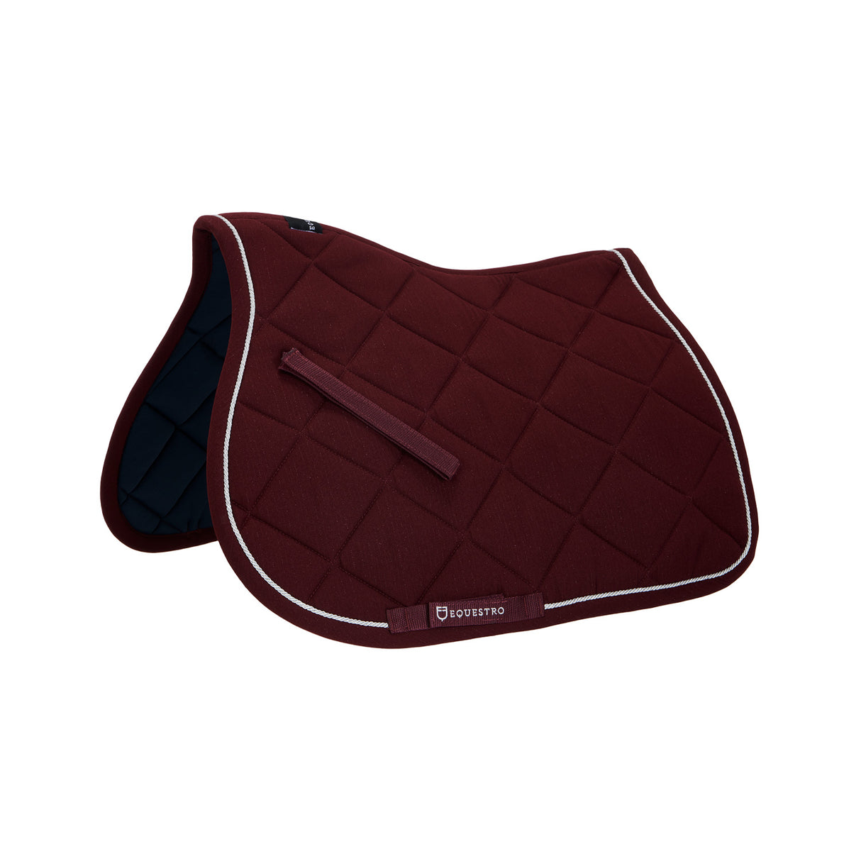 Equestro Jumping Saddle Pad In Cotton With Trimmings #colour_burgundy