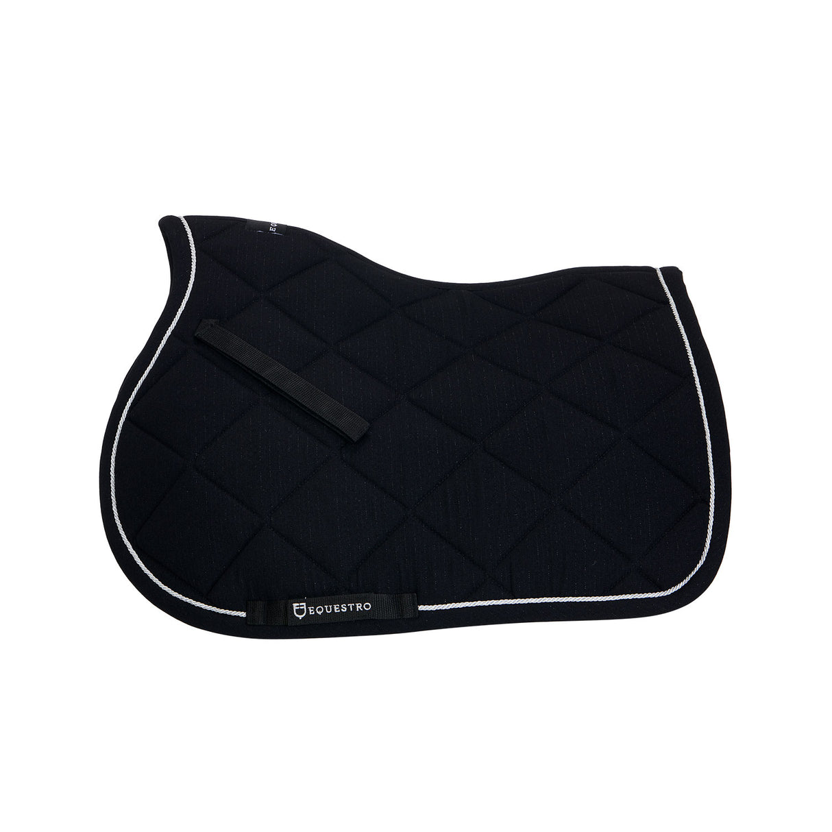 Equestro Jumping Saddle Pad In Cotton With Trimmings #colour_black