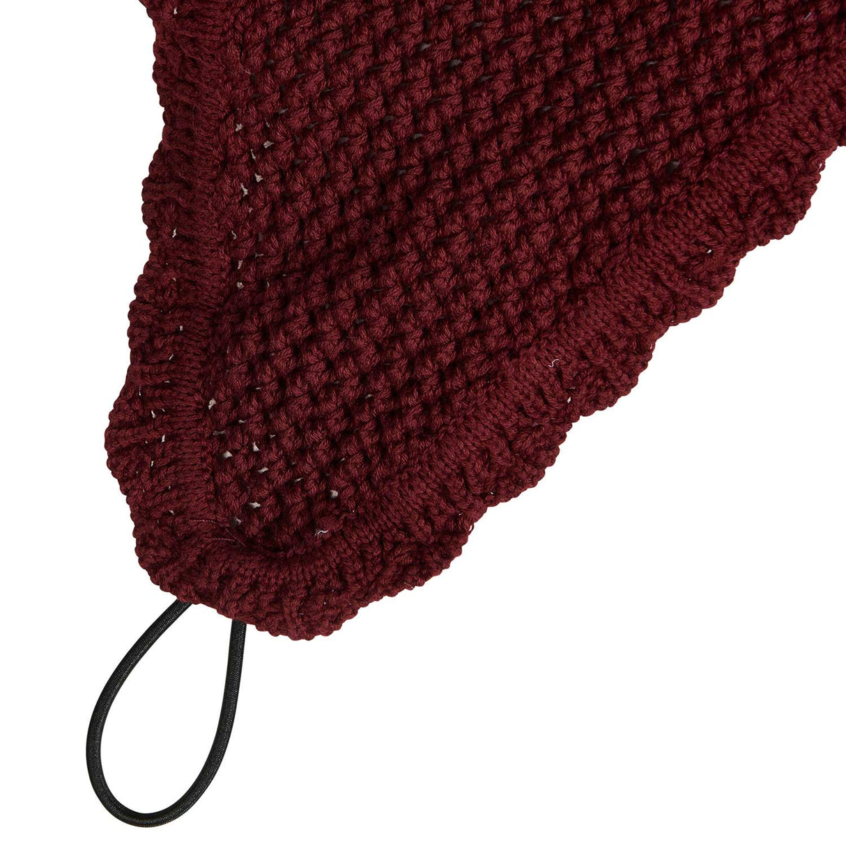 Equestro Knitted Fly Veil With Elastic Front Strap #colour_burgundy