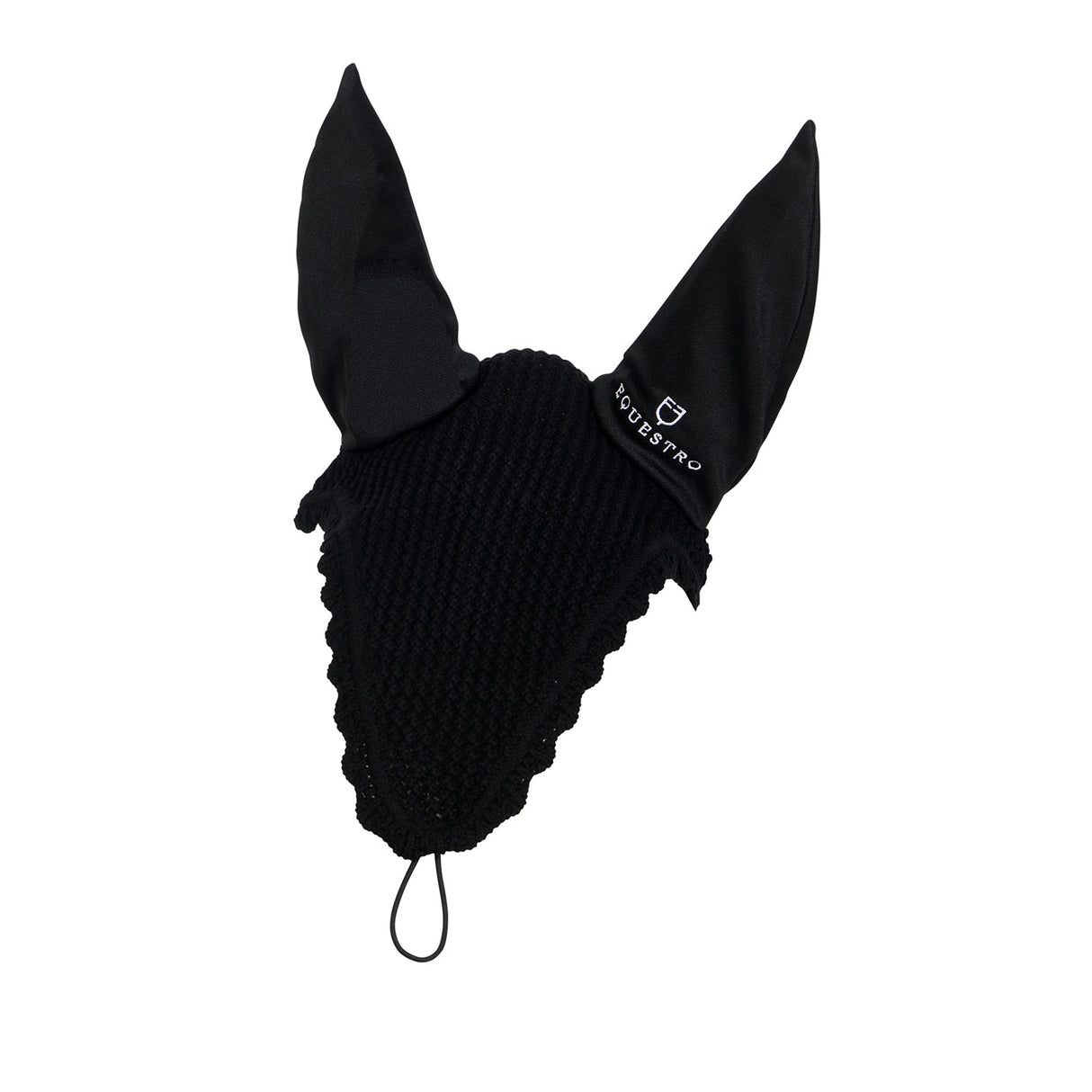 Equestro Knitted Fly Veil With Elastic Front Strap #colour_black