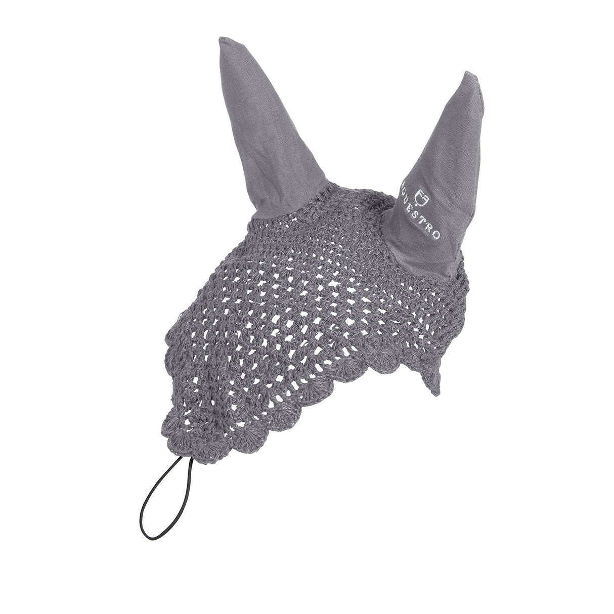 Equestro Knitted Fly Veil With Elastic Front Strap #colour_grey