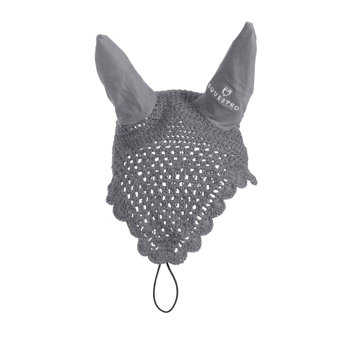 Equestro Knitted Fly Veil With Elastic Front Strap #colour_grey