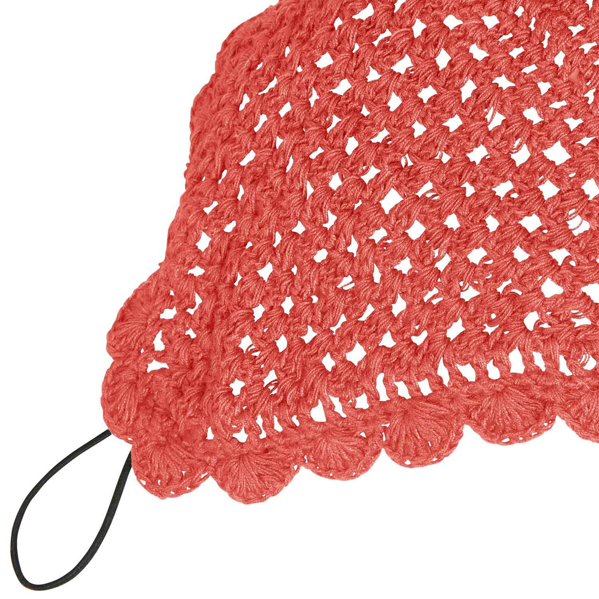 Equestro Knitted Fly Veil With Elastic Front Strap #colour_red