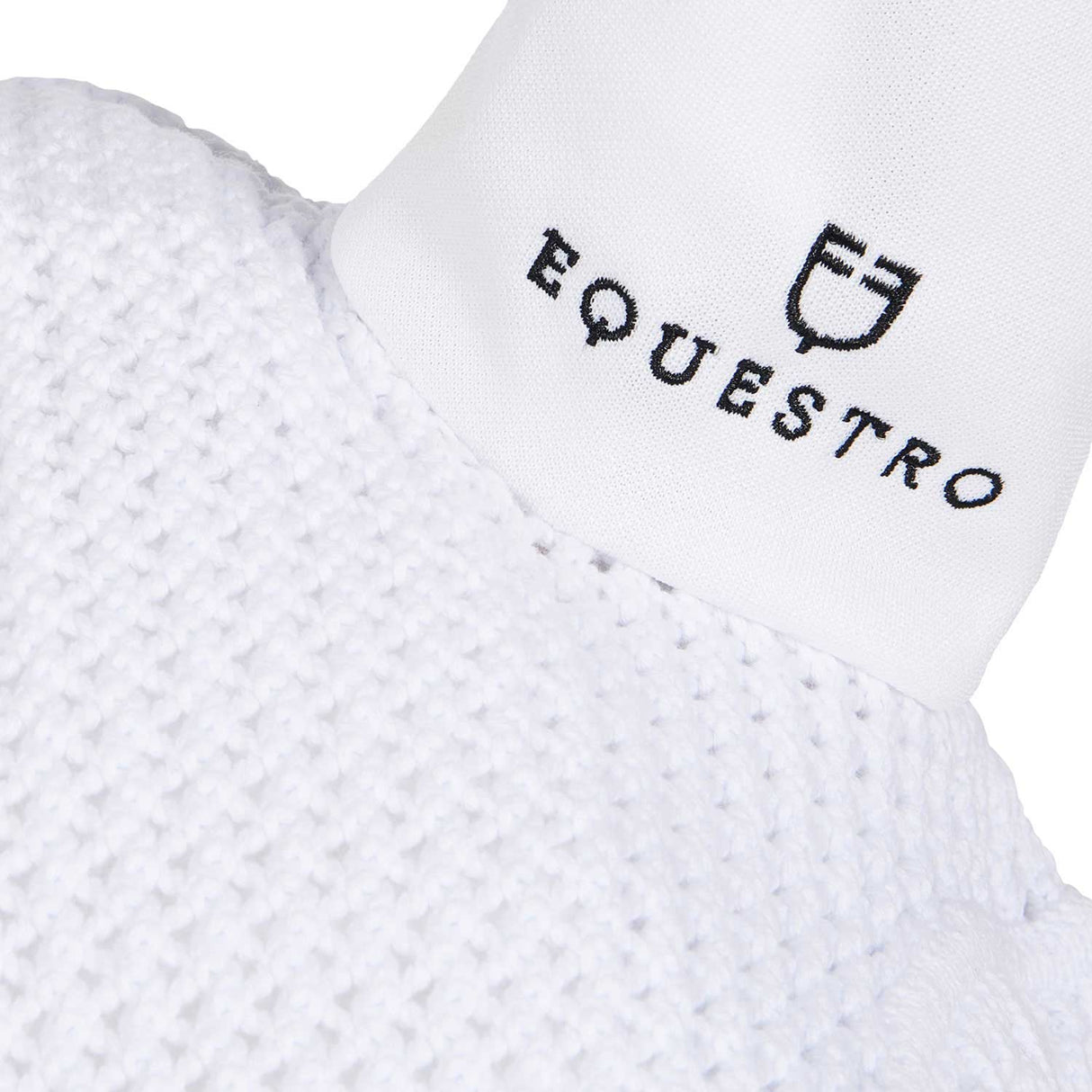 Equestro Knitted Fly Veil With Elastic Front Strap #colour_white