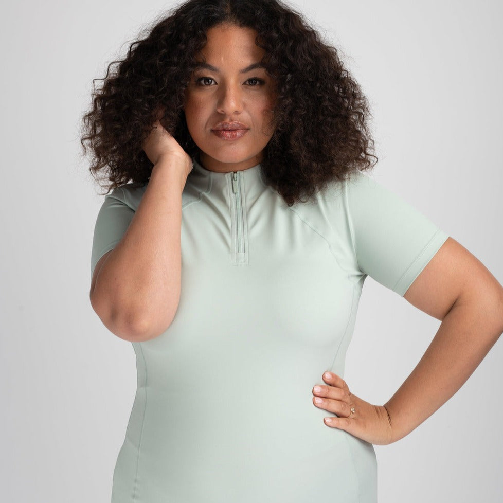 Mochara Short Sleeve Recycled Base Layer #colour_sage-green