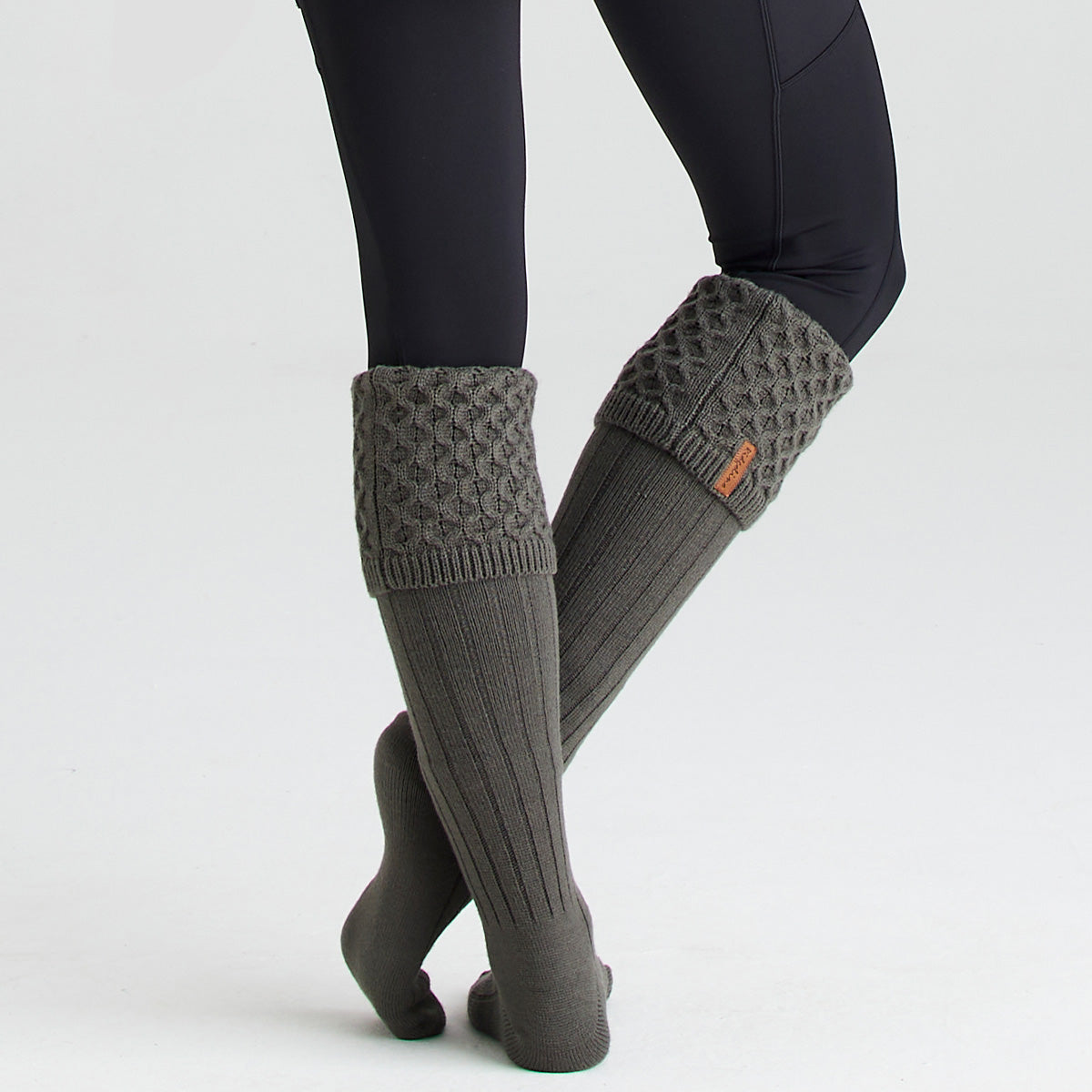 Double Cuff Welly Sock - Moss