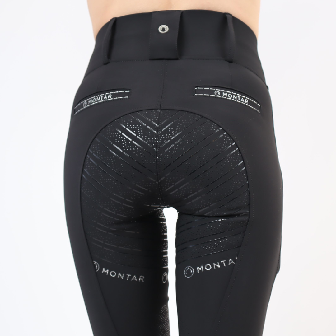 Montar Karen Highwaist Silver Logo Pipe Pull On Full Grip #colour_black