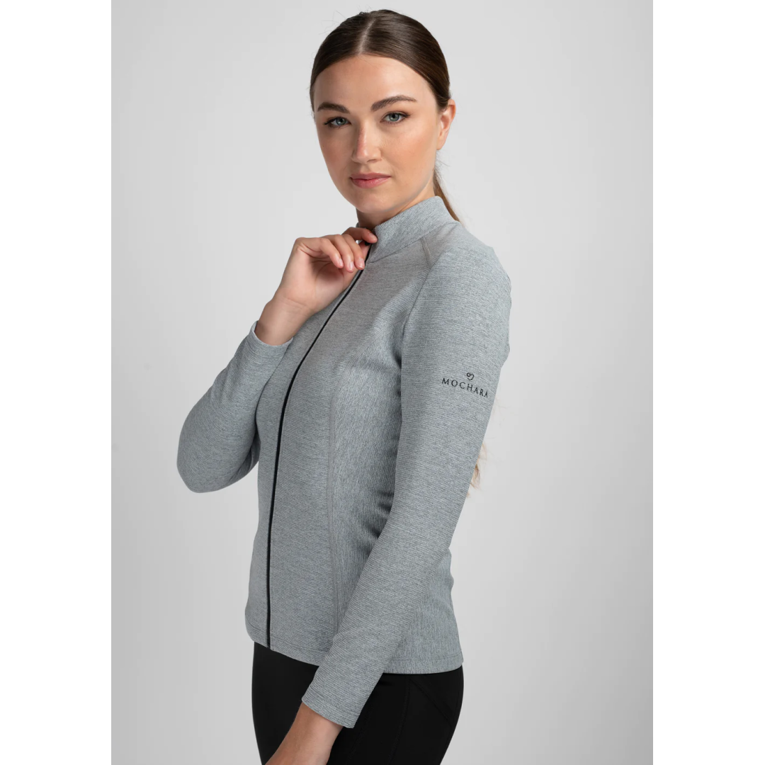 Mochara Grey Melange Rib Jacket #colour_grey