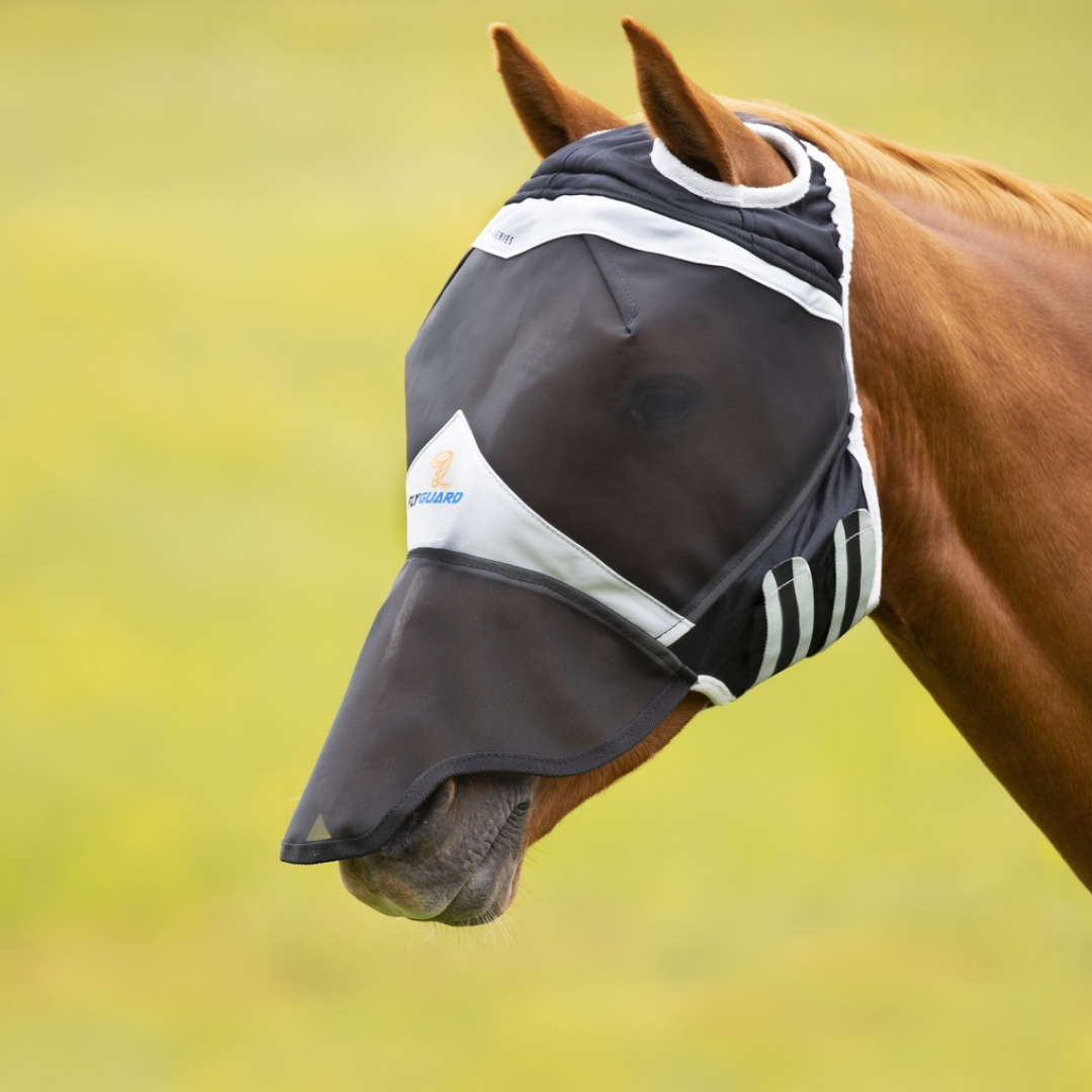 Shires FlyGuard Pro Fine Mesh Fly Mask With Ear Hole & Nose #colour_black